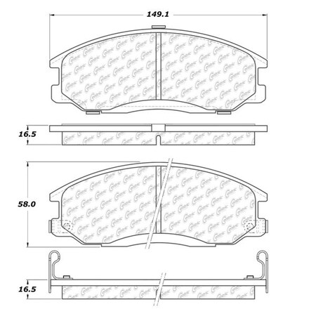 Centric Parts Posi-Quiet Ceramic Pad, 105.09030, Front 105.09030